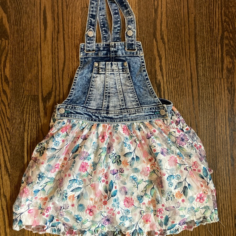 Denim jumper with floral skirt